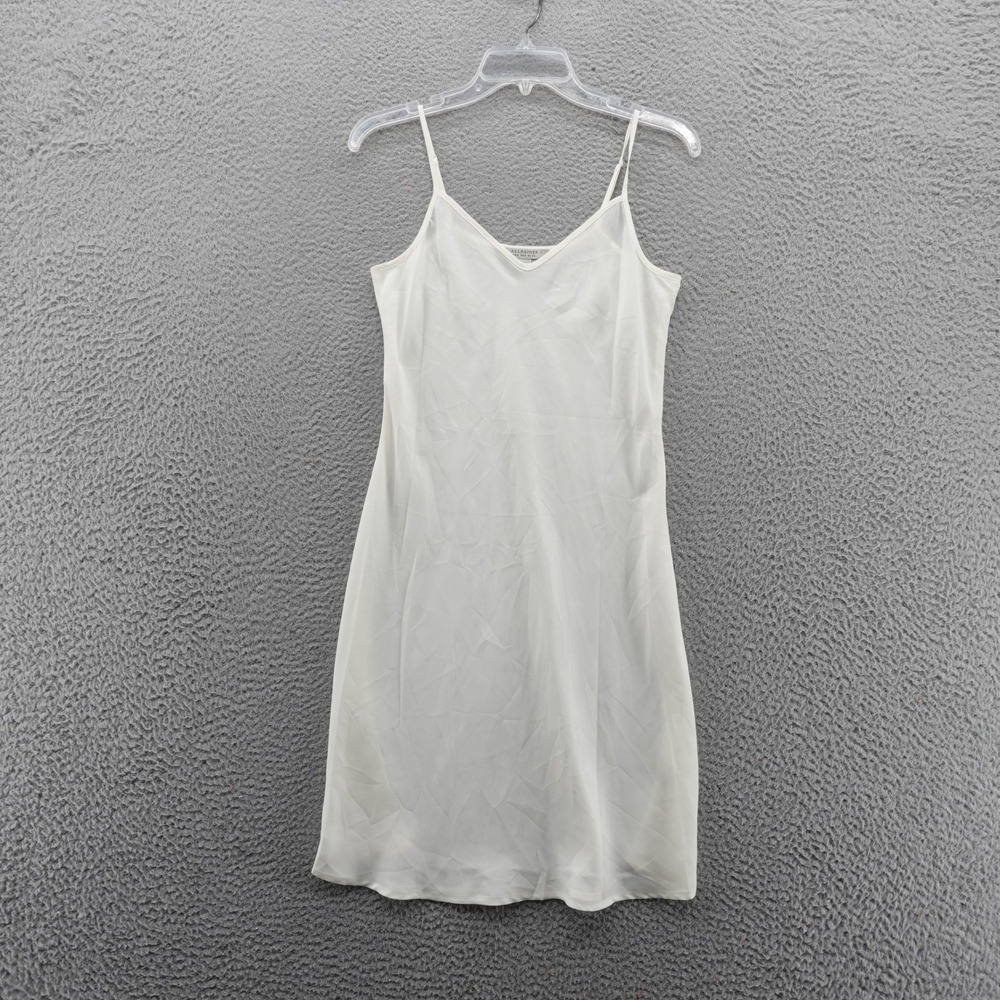 AllSaints Ivory Silk Linen Slip Dress Size 0 V Neck Adjustable Party‎ NEW